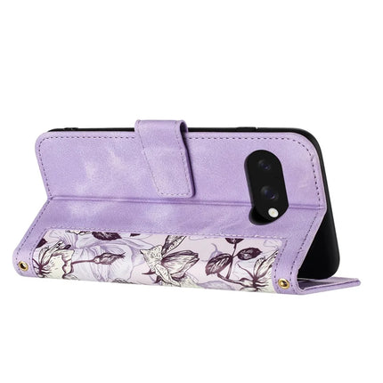 For Google Pixel 9a Case PU Leather Floral Phone Cover with Card Slots