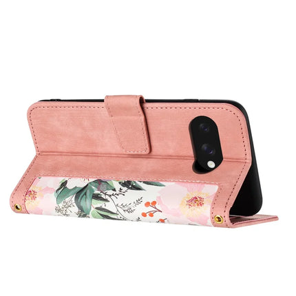 For Google Pixel 9a Case PU Leather Floral Phone Cover with Card Slots