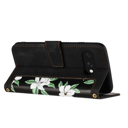 For Google Pixel 9a Case PU Leather Floral Phone Cover with Card Slots