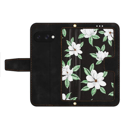 For Google Pixel 9a Case PU Leather Floral Phone Cover with Card Slots