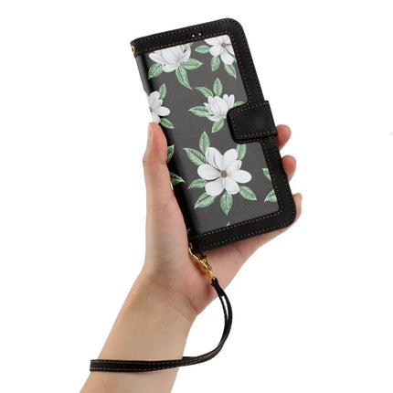 For Google Pixel 9a Case PU Leather Floral Phone Cover with Card Slots