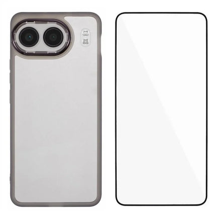 WANLONFENG DKSM Series for OnePlus Nord 4 TPU Case Electroplated Frame Phone Cover with Tempered Glass - Transparent Black