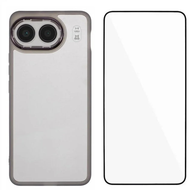 WANLONFENG DKSM Series for OnePlus Nord 4 TPU Case Electroplated Frame Phone Cover with Tempered Glass - Transparent Black