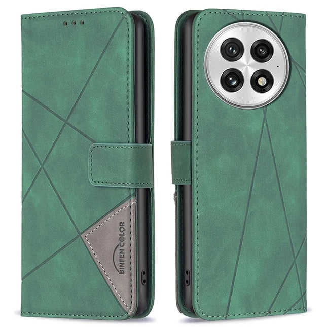 BINFEN COLOR BF05 For OnePlus 13 Case Leather Phone Cover Wallet Stand - Green