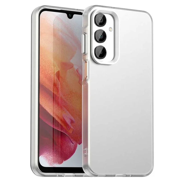 For Samsung Galaxy A16 5G / A16 4G Case PC+TPU+PET Matte Anti-Drop Phone Back Cover - White