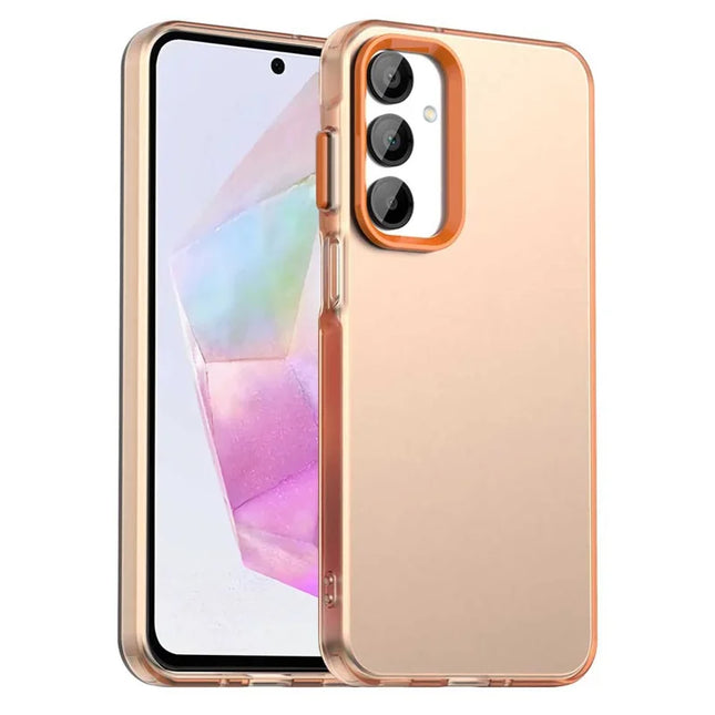 For Samsung Galaxy A35 5G Case PC+TPU+PET Matte Anti-Drop Phone Back Cover - Orange