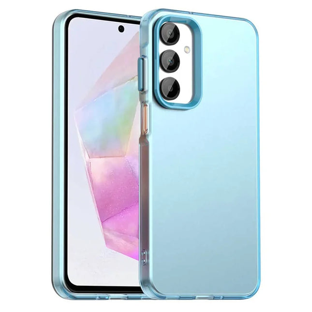 For Samsung Galaxy A55 5G Case PC+TPU+PET Matte Anti-Drop Phone Back Cover - Blue