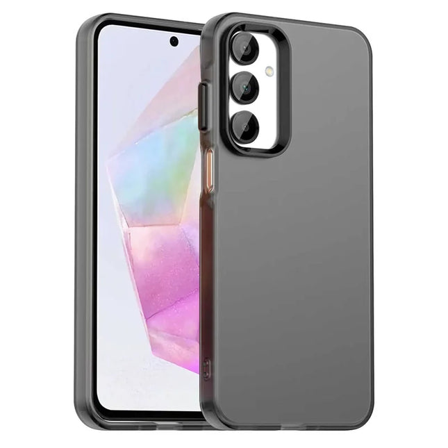 For Samsung Galaxy A55 5G Case PC+TPU+PET Matte Anti-Drop Phone Back Cover - Black