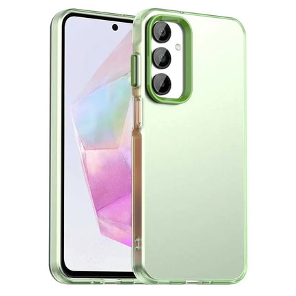 For Samsung Galaxy A55 5G Case PC+TPU+PET Matte Anti-Drop Phone Back Cover - Green