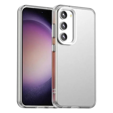 For Samsung Galaxy S23 Case PC+TPU+PET Matte Anti-Drop Phone Back Cover - White