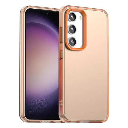 For Samsung Galaxy S23 Case PC+TPU+PET Matte Anti-Drop Phone Back Cover - Orange