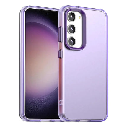 For Samsung Galaxy S23 Case PC+TPU+PET Matte Anti-Drop Phone Back Cover - Purple