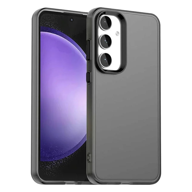 For Samsung Galaxy S23 FE Case PC+TPU+PET Matte Anti-Drop Phone Back Cover - Black