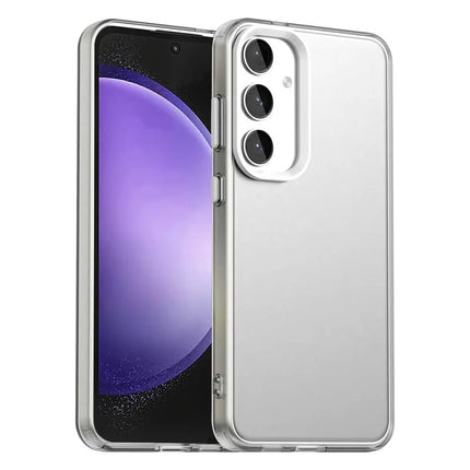 For Samsung Galaxy S23 FE Case PC+TPU+PET Matte Anti-Drop Phone Back Cover - White