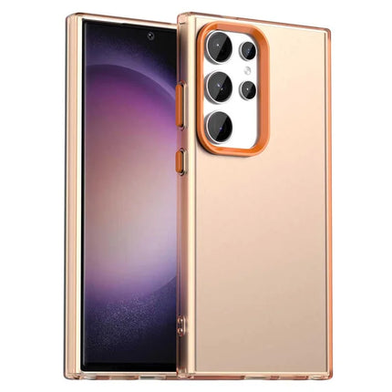 For Samsung Galaxy S23 Ultra Case PC+TPU+PET Matte Anti-Drop Phone Back Cover - Orange