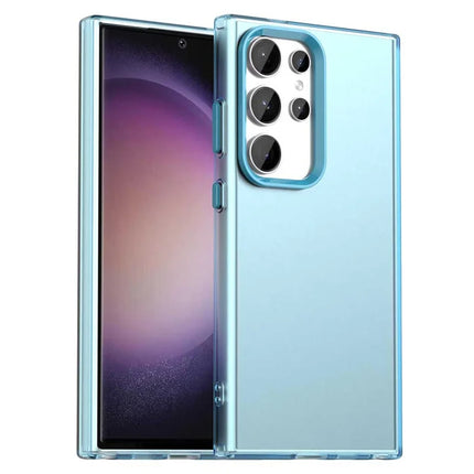 For Samsung Galaxy S23 Ultra Case PC+TPU+PET Matte Anti-Drop Phone Back Cover - Blue