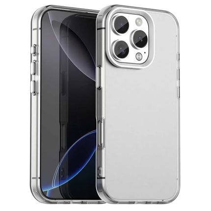 For iPhone 16 Pro Case PC+TPU+PET Matte Anti-Drop Phone Back Cover - White