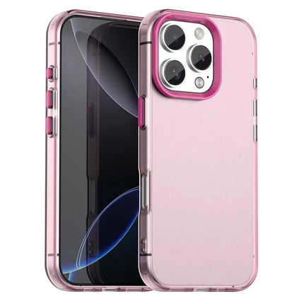 For iPhone 16 Pro Case PC+TPU+PET Matte Anti-Drop Phone Back Cover - Red
