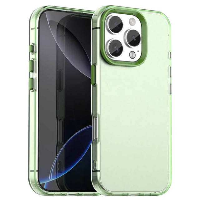 For iPhone 16 Pro Max Case PC+TPU+PET Matte Anti-Drop Phone Back Cover - Green
