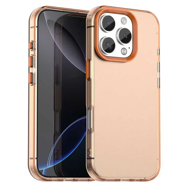 For iPhone 16 Pro Max Case PC+TPU+PET Matte Anti-Drop Phone Back Cover - Orange