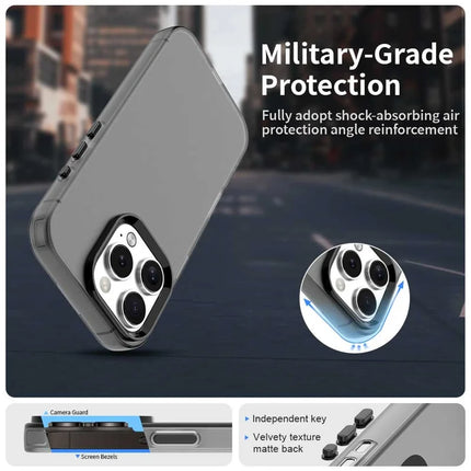 For iPhone 16 Pro Max Case PC+TPU+PET Matte Anti-Drop Phone Back Cover