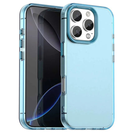 For iPhone 16 Pro Max Case PC+TPU+PET Matte Anti-Drop Phone Back Cover - Blue