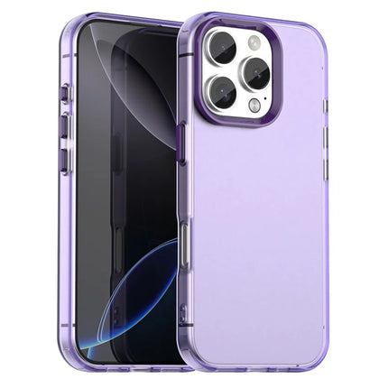 For iPhone 16 Pro Max Case PC+TPU+PET Matte Anti-Drop Phone Back Cover - Purple