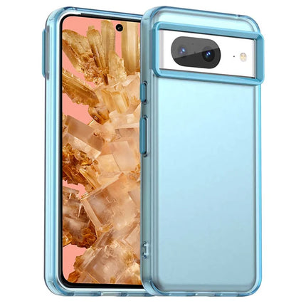 For Google Pixel 8 Case PC+TPU+PET Matte Anti-Drop Phone Back Cover - Blue