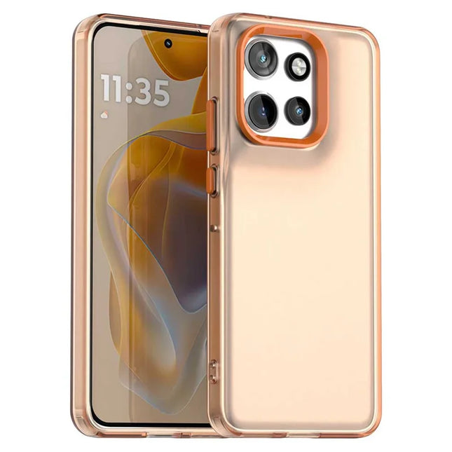 For Motorola Edge 50 Neo 5G / S50 5G Case PC+TPU+PET Matte Anti-Drop Phone Back Cover - Orange