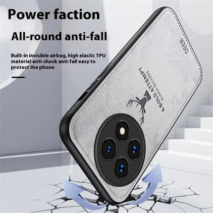 For OnePlus 13 Case Deer Pattern Cloth Texture PU Leather Hybrid Phone Cover