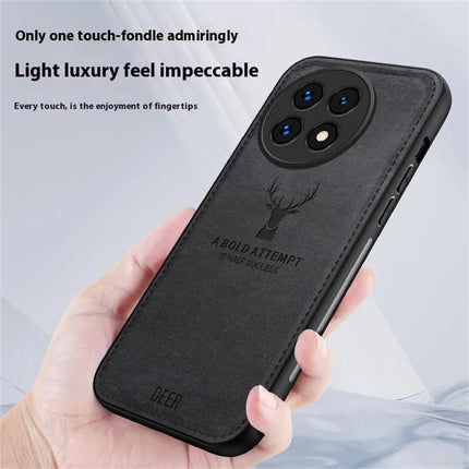 For OnePlus 13 Case Deer Pattern Cloth Texture PU Leather Hybrid Phone Cover