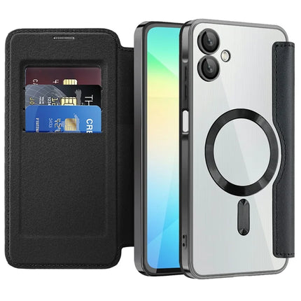 For Samsung Galaxy A06 Case Compatible with MagSafe RFID Blocking Leather Phone Cover