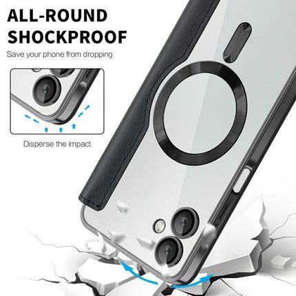 For Samsung Galaxy A06 Case Compatible with MagSafe RFID Blocking Leather Phone Cover