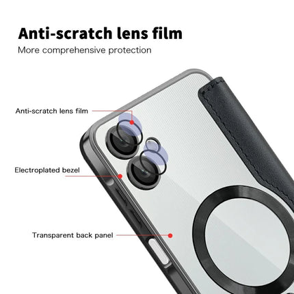 For Samsung Galaxy A06 Case Compatible with MagSafe RFID Blocking Leather Phone Cover