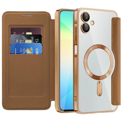 For Samsung Galaxy A06 Case Compatible with MagSafe RFID Blocking Leather Phone Cover
