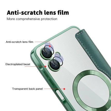 For Samsung Galaxy A06 Case Compatible with MagSafe RFID Blocking Leather Phone Cover
