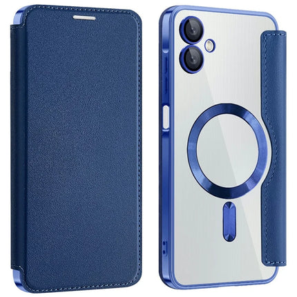 For Samsung Galaxy A06 Case Compatible with MagSafe RFID Blocking Leather Phone Cover - Sapphire