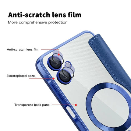 For Samsung Galaxy A06 Case Compatible with MagSafe RFID Blocking Leather Phone Cover