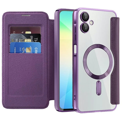 For Samsung Galaxy A06 Case Compatible with MagSafe RFID Blocking Leather Phone Cover