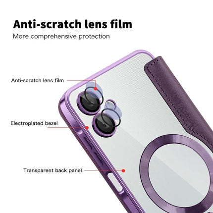 For Samsung Galaxy A06 Case Compatible with MagSafe RFID Blocking Leather Phone Cover