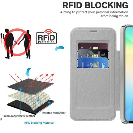 For Samsung Galaxy A06 Case Compatible with MagSafe RFID Blocking Leather Phone Cover