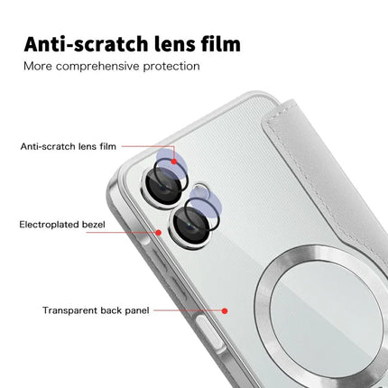For Samsung Galaxy A06 Case Compatible with MagSafe RFID Blocking Leather Phone Cover