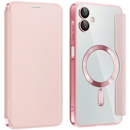 For Samsung Galaxy A06 Case Compatible with MagSafe RFID Blocking Leather Phone Cover - Pink
