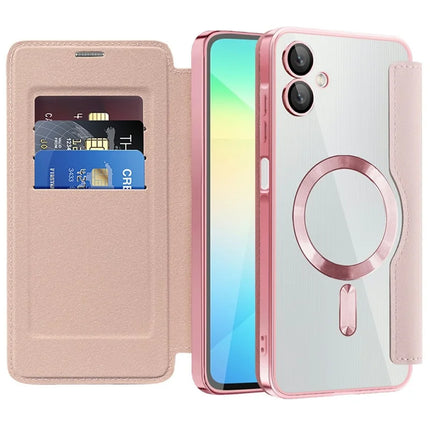 For Samsung Galaxy A06 Case Compatible with MagSafe RFID Blocking Leather Phone Cover