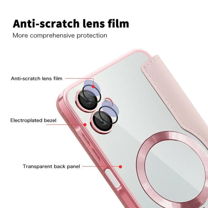 For Samsung Galaxy A06 Case Compatible with MagSafe RFID Blocking Leather Phone Cover