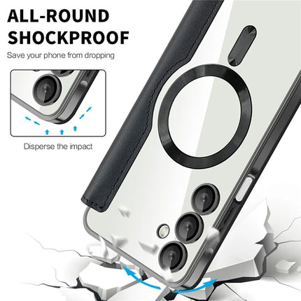 For Samsung Galaxy A16 4G / 5G Case Compatible with MagSafe RFID Blocking Leather Phone Cover