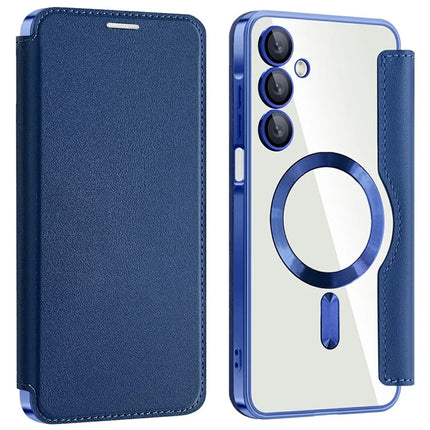 For Samsung Galaxy A16 4G / 5G Case Compatible with MagSafe RFID Blocking Leather Phone Cover - Sapphire