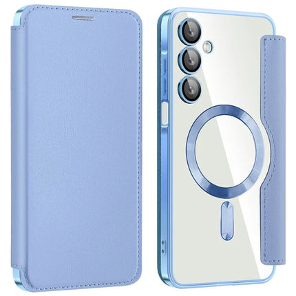 For Samsung Galaxy A16 4G / 5G Case Compatible with MagSafe RFID Blocking Leather Phone Cover - Blue