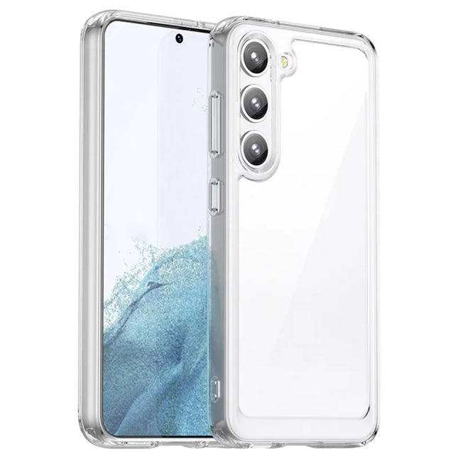 WANLONFENG MF Series for Samsung Galaxy S23 Case TPU+Acrylic Clear Phone Cover with Tempered Glass Film