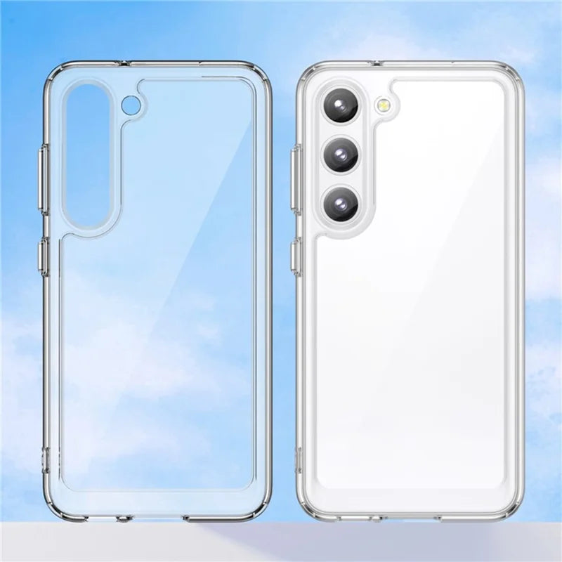 ShopCaseCart Stylish Cover Samsung Galaxy S23 Protective cover TPU+Acrylic Clear Phone Guard with Tempered Glass Film